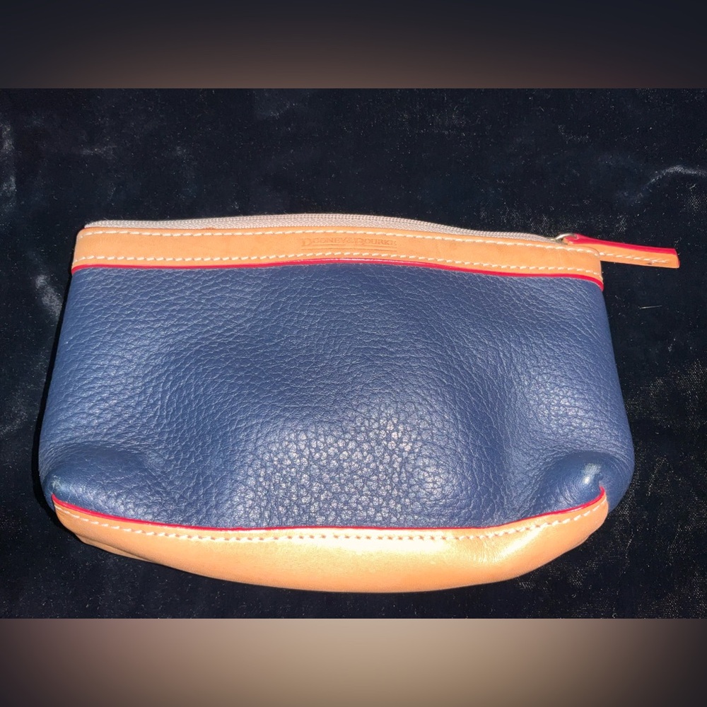 Vintage Dooney & Bourke Leather Zipper Pouch Clutch Bag Navy